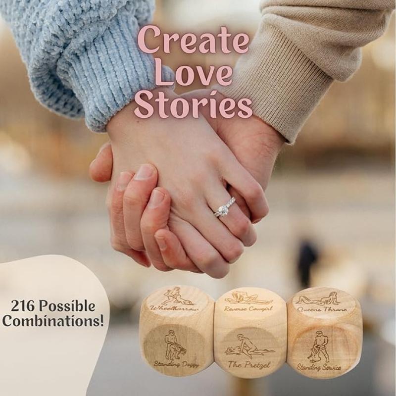 لعبة زوجية رومانسية - 3 نرد خشبي وعملة قرارات للعلاقات الزوجية